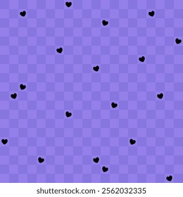 Cute violet seamless pattern with hearts. Vector background.