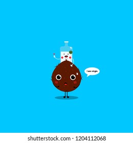 cute virgin coconut cartoon vector.