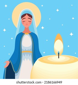 Cute Virgin Mary And Candle, Image