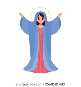 cute virgin perpetual help isolated icon