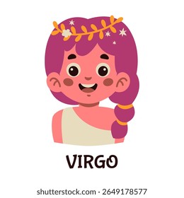 Cute Virgo Zodiac Cartoon Illustration