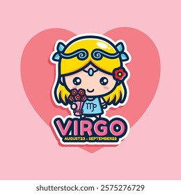 Cute Virgo Zodiac Character Illustration