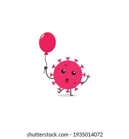 Cute Virus With Ballon Character Design.