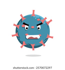 Cute virus cartoon elements, bacteria doodle, cute virus characters