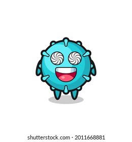 cute virus character with hypnotized eyes , cute style design for t shirt, sticker, logo element