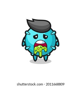 the cute virus character with puke , cute style design for t shirt, sticker, logo element