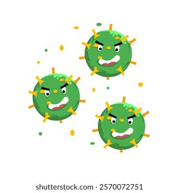 Cute virus group cartoon elements, bacteria doodle, cute virus characters