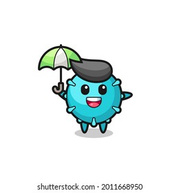 cute virus illustration holding an umbrella , cute style design for t shirt, sticker, logo element