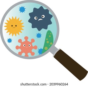 Ein süßes Virus, das sich in einer handgeschriebenen Linse widerspiegelt