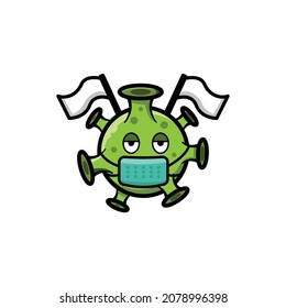 cute virus sick using masker