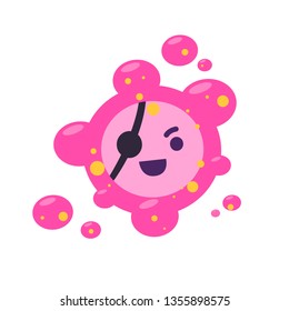 Cute virus smiles wickedly. Isolated vector illustration
