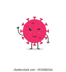 Cute Virus With Thumbs Up Character Design.