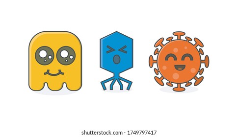 Cute viruses filled line vector pack. Virus flat icon vector.