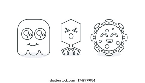 Cute viruses line style vector pack. Virus flat icon vector.