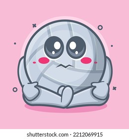 cute volleyball ball character mascot with sad expression isolated cartoon in flat style design