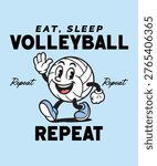 Cute Volleyball Character Vector Art – Cartoon Athletic Lifestyle Illustration