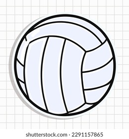 Cute volleyball sticker. Vector hand drawn cartoon kawaii character illustration icon. Isolated on background. Volleyball ball character concept