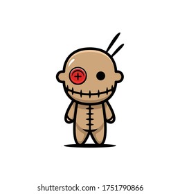 Cute Voodoo Doll Halloween Costume Design Illustration