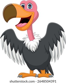 Cute vulture cartoon on white background