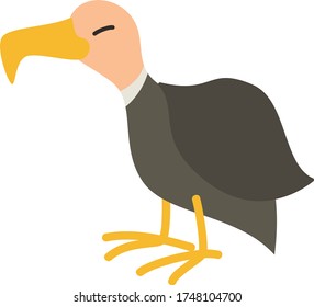 Cute vulture Cartoon, Vector illustration vulture on a white background. Drawing for children