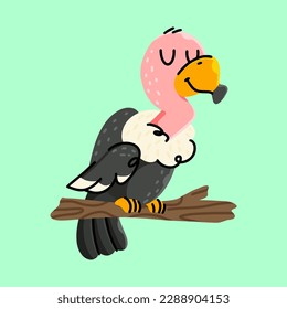Cute Vulture cartoon. vector cartoon illustration