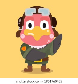 Cute Vulture pilot cartoon vector animal illustrations