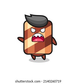 cute wafer roll cartoon in a very angry pose , cute style design for t shirt, sticker, logo element