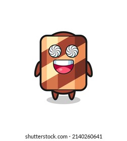 cute wafer roll character with hypnotized eyes , cute style design for t shirt, sticker, logo element