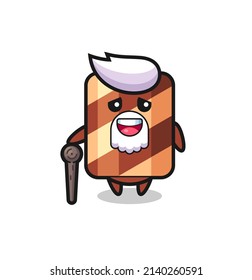 cute wafer roll grandpa is holding a stick , cute style design for t shirt, sticker, logo element