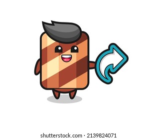 cute wafer roll hold social media share symbol , cute style design for t shirt, sticker, logo element