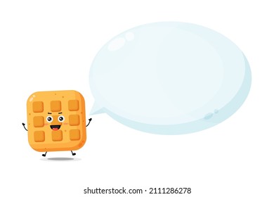 Cute waffle character with bubble speech