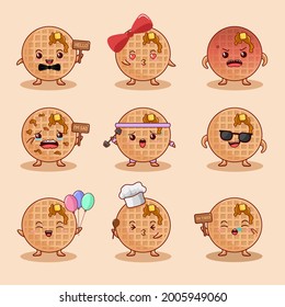 Vector De Colección De Caracteres De Waffle Cute