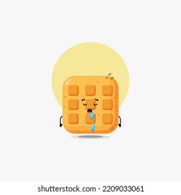 Cute Waffle Character Sleeping Vector