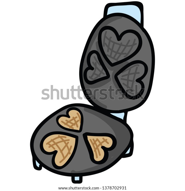 Cute Waffle Iron Cartoon Vector Illustration Stock Vector (Royalty Free