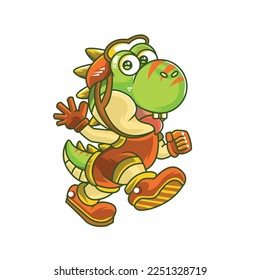 cute walking dinosaur mascot character