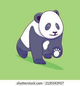 Cute Walking Panda Cartoon Vector Illustration. Animal Nature Concept Vector. Cartoon images for icons, coloring books, backgrounds, and more. Flat Cartoon Style