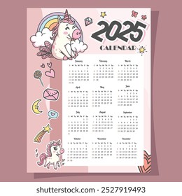 cute wall calendar 2025 design template