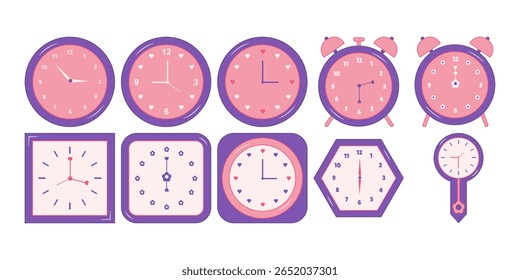 Cute Wall Clock Illustration Collection