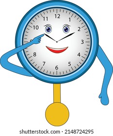 Cute Wall clock vector illustration cartoon