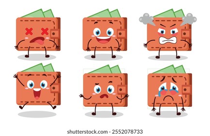 cute wallet with many expressions design illustration