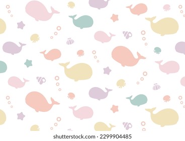 Cute wallpaper background material pastel colors of sea creatures