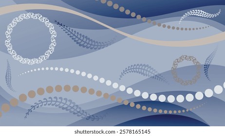 Cute wallpaper in cold tones with art plant elements. An excellent background for advertising, posters, postcards, business cards, corporate attributes and your other projects. Vector.