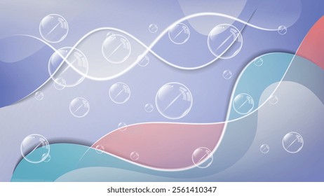 Cute wallpaper in delicate colors with transparent bubbles. An excellent background for advertising, posters, postcards, business cards, corporate attributes and your other projects. Vector.