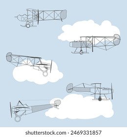 Lindo diseño de Fondo de pantalla para niños con nubes y aviones.