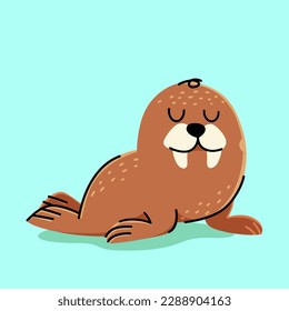 Cute Walrus cartoon. vector cartoon illustration