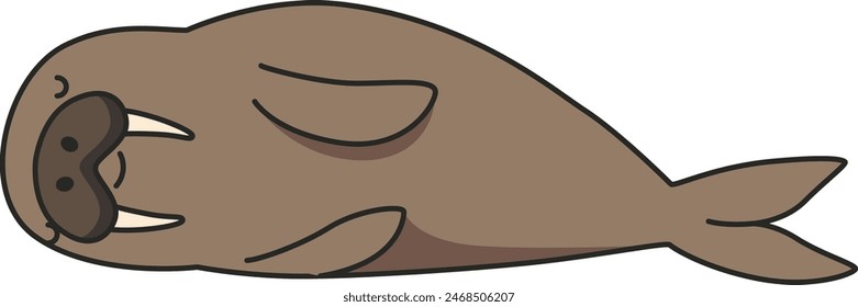 Cute walrus cartoon vector illustration