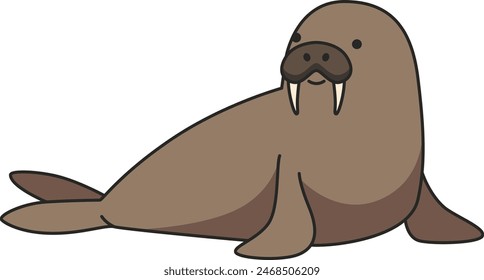 Cute walrus cartoon vector illustration