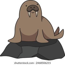 Cute walrus cartoon vector illustration