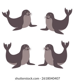 Ilustração de vetor de desenho animado de morsa bonito