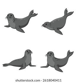 Ilustração de vetor de desenho animado de morsa bonito